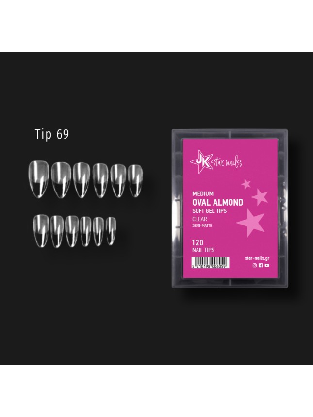 Gellie Tip 69 Soft Gel Tips Medium Oval Almond