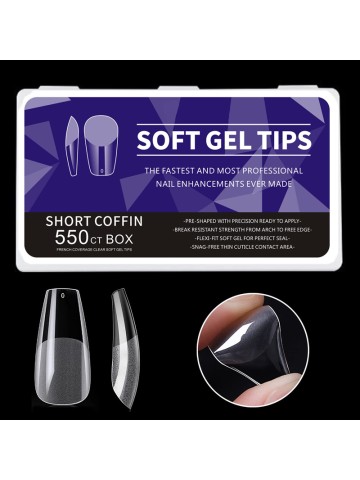 Gellie Tip 92 Soft Gel Tips Short Coffin