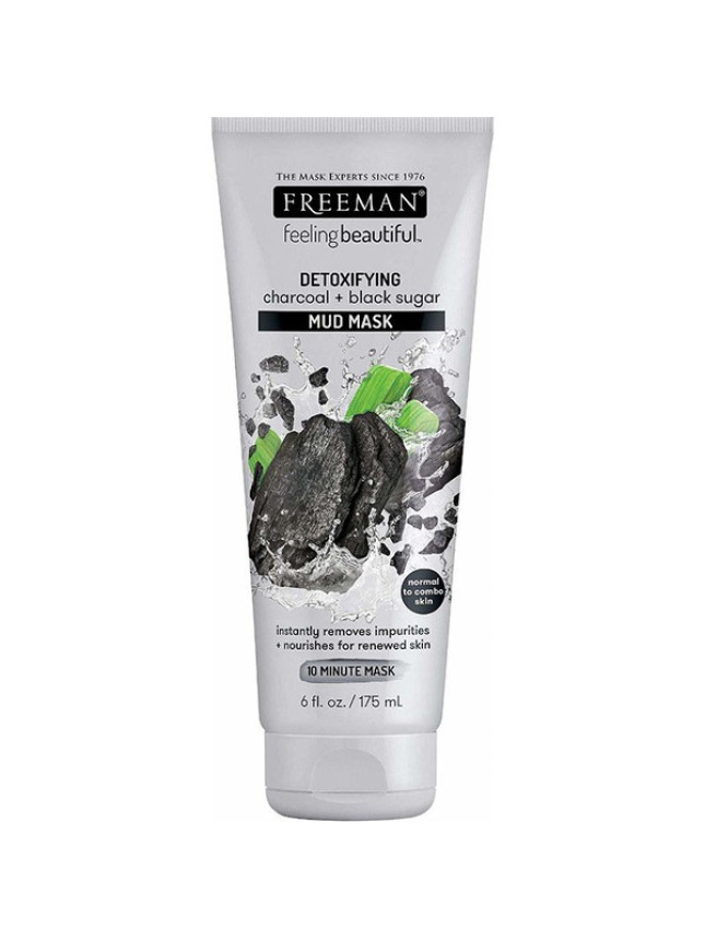 Freeman Beauty Detoxifying Charcoal & Black Sugar Mud Mask Μάσκα Προσώπου για Βαθύ Καθαρισμό & Αποτοξίνωση, 175ml