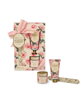 IDC Scented Garden Country Rose Hand Care Set – 50ml Hand Cream, 70g Hand Soak Crystal & Nail File