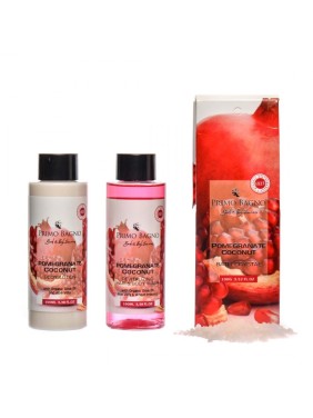 Pomegranate & Coconut Λοσιόν σώματος 100ml, Αφρόλουτρο 100ml, Αλατα μπάνιου 100γρ. & Σφουγγάρι
