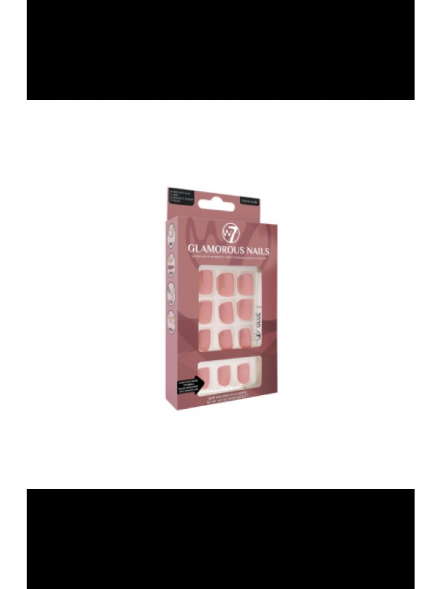 W7 Pre Glued Press On Glamorous Nails Cocoa Nude