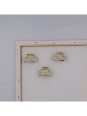 Azure Accessories μεσαίο κλάμερ χρυσό με ζιργκονάκια και περλίτσες (XA-0691)