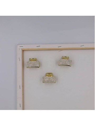 Azure Accessories μεσαίο κλάμερ χρυσό με ζιργκονάκια και περλίτσες (XA-0691)