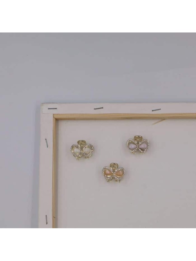 Azure Accessories μικρό μεταλλικό κλάμερ φιογκάκι με ζιργονάκια και χρωματιστές πέτρες (XA-0716)