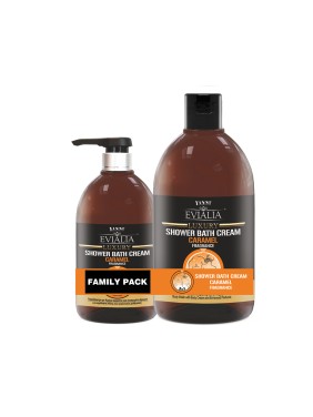 Evialia Family Pack Shower Bath Cream Καραμέλα Με Κρέμα Σώματος & 18 ενεργά συστατικά - 1lt + 500ml (24037-3)