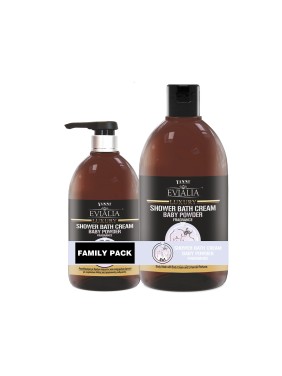 Evialia Family Pack Shower Bath Cream Baby Powder Με Κρέμα Σώματος & 18 ενεργά συστατικά - 1lt + 500ml (24037-6)