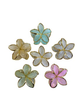 Ro-Ro Accessories Κλάμερ Μαλλιών Ματ Λουλούδι με Χρυσό περίγραμμα 7.5cm (02-0363)