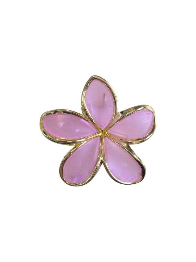 Ro-Ro Accessories Κλάμερ Μαλλιών Ματ Λουλούδι με Χρυσό περίγραμμα 7.5cm (02-0363)