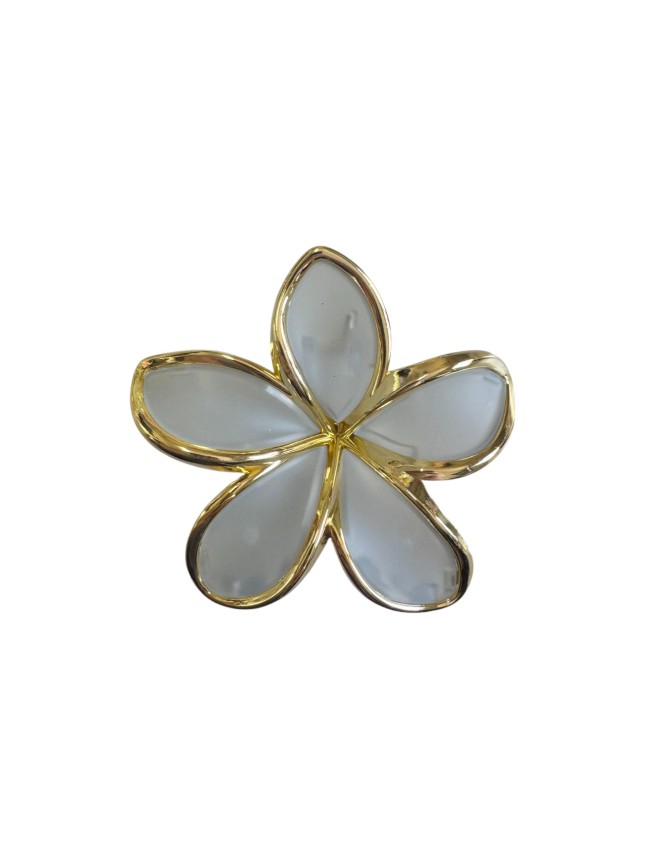 Ro-Ro Accessories Κλάμερ Μαλλιών Ματ Λουλούδι με Χρυσό περίγραμμα 7.5cm (02-0363)