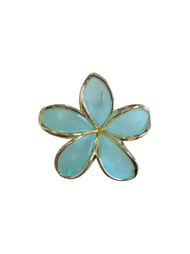 Ro-Ro Accessories Κλάμερ Μαλλιών Ματ Λουλούδι με Χρυσό περίγραμμα 7.5cm (02-0363)