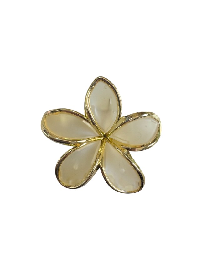 Ro-Ro Accessories Κλάμερ Μαλλιών Ματ Λουλούδι με Χρυσό περίγραμμα 7.5cm (02-0363)
