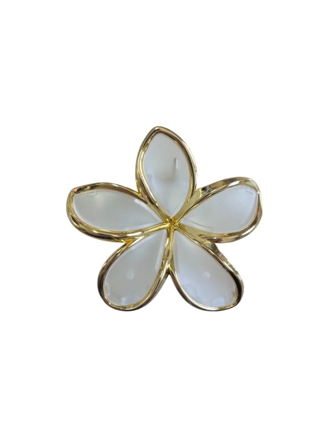 Ro-Ro Accessories Κλάμερ Μαλλιών Ματ Λουλούδι με Χρυσό περίγραμμα 7.5cm (02-0363)