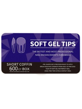 600 Short Coffin Soft Gel Tips 11 Sizes σε Κασετίνα