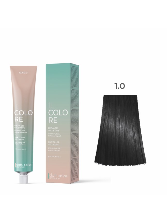Dott.solari IL Colore Βαφή Μαλλιών Gel Xωρίς Αμμωνία No 1.0 Μαύρο - 100ml