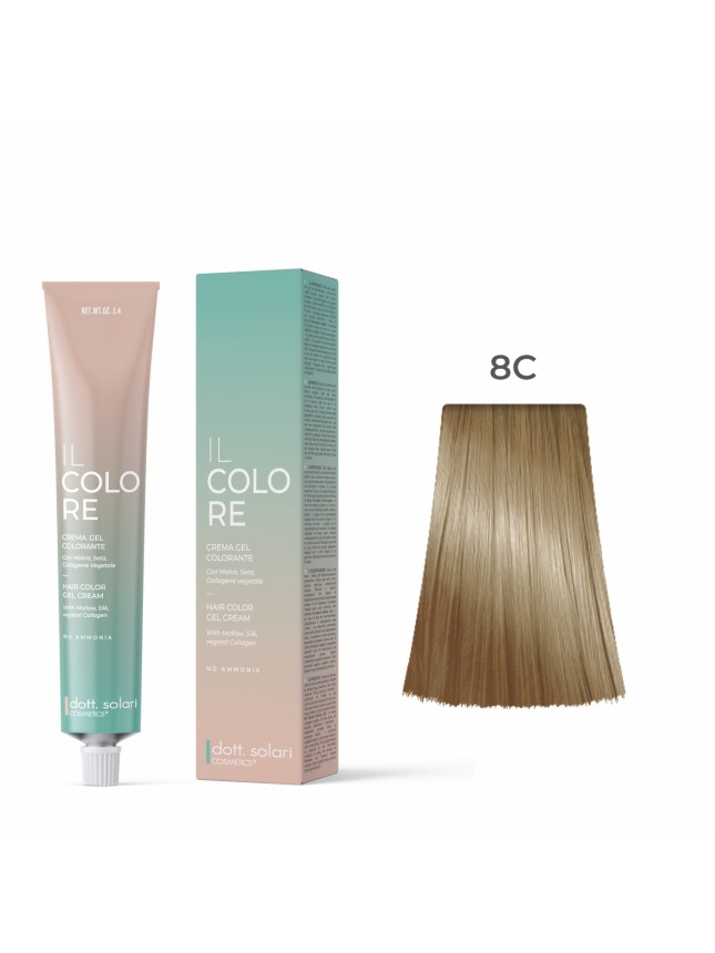 Dott.solari IL Colore Βαφή Μαλλιών Gel Xωρίς Αμμωνία No 8C Ξανθό Ανοιχτό Φυσικό Ψυχρό - 100ml