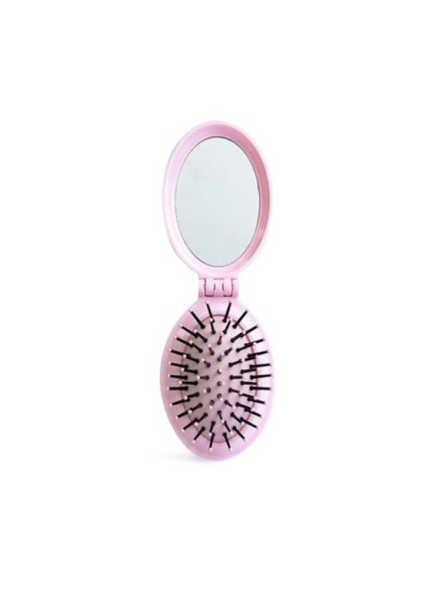 IDC Pocket Pop Out Brush With Mirror – Πτυσσόμενη Bούρτσα Mαλλιών με Kαθρεφτάκι Μωβ