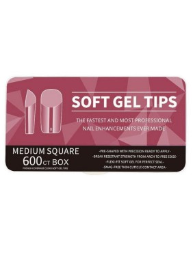 600 Medium Square Soft Gel Tips 11 Sizes