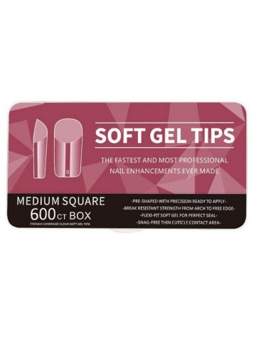 600 Medium Square Soft Gel Tips 11 Sizes